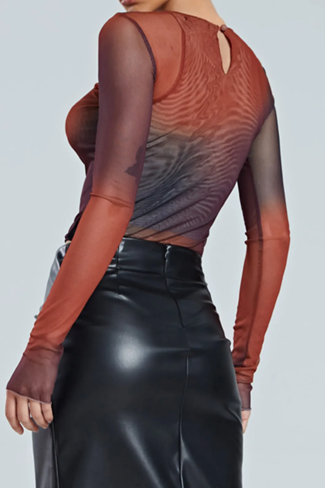 Tie Dye Sheer Mesh Long Sleeve Top>MICAS New