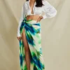 Tie Dye Twist Split Midi Skirt>MICAS Outlet