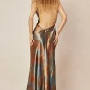 Tie Dye V-neck Satin Maxi Dress>MICAS Discount