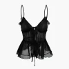 Tie Front Sheer Ruffle Cami Top>MICAS Discount