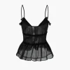 Tie Front Sheer Ruffle Cami Top>MICAS Discount