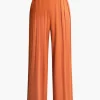 Tie Knot Front Ruched Tube Top And Pleated Wide Leg Pants>MICAS New