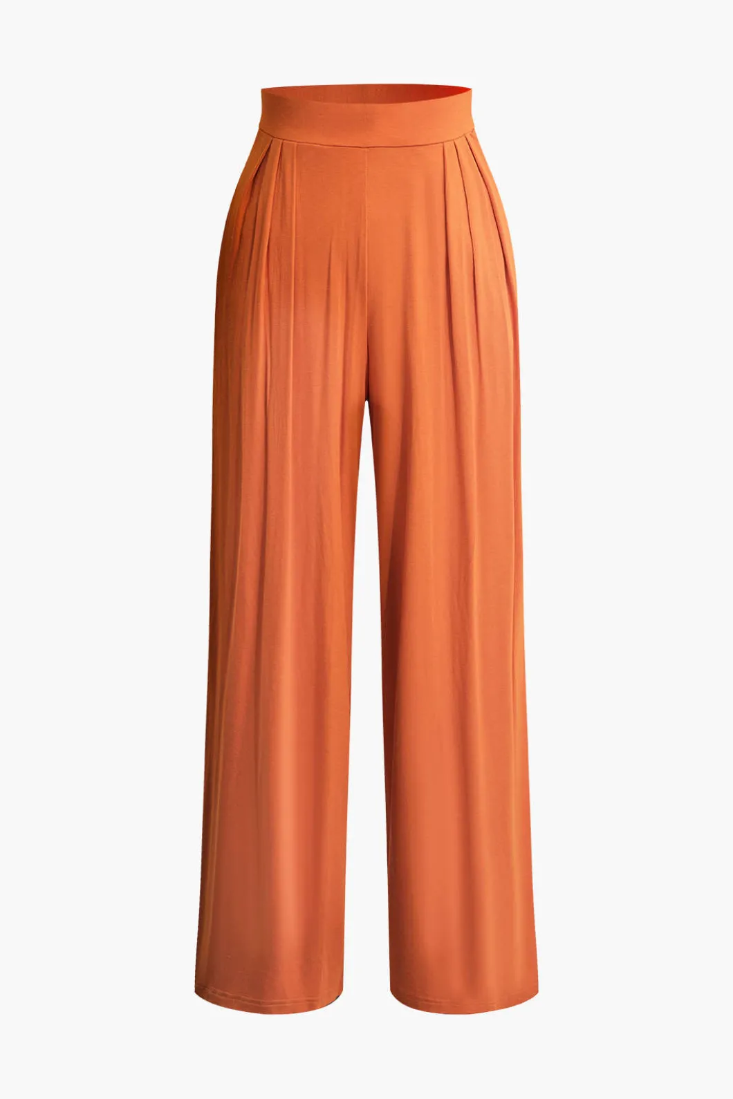 Tie Knot Front Ruched Tube Top And Pleated Wide Leg Pants>MICAS New