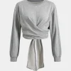 Tie Knot Round Neck Long-Sleeve Top>MICAS Online