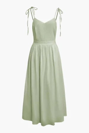 Tie Strap Backless Pleated Maxi Dress>MICAS Online