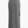 Tie Wrap Split Midi Skirt>MICAS Best