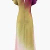 Tie-Dye Satin Cap Sleeve Maxi Dress>MICAS Clearance