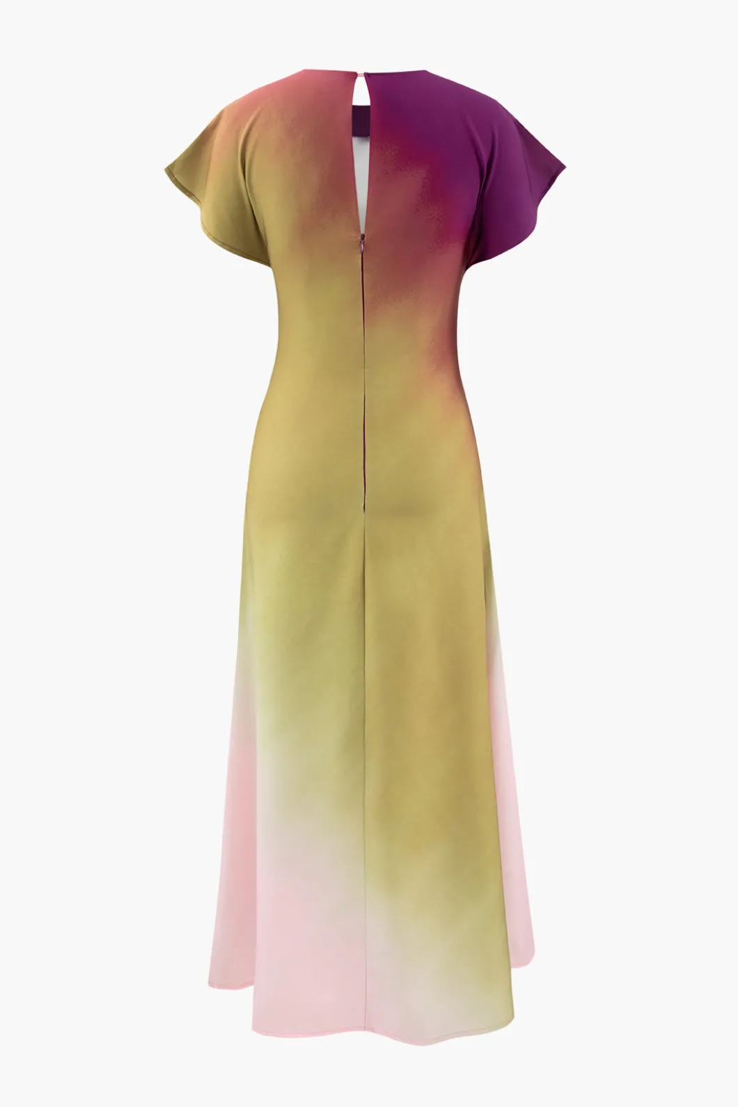 Tie-Dye Satin Cap Sleeve Maxi Dress>MICAS Clearance
