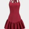 Tie-Up Backless Sleeveless Mini Dress>MICAS New