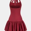 Tie-Up Backless Sleeveless Mini Dress>MICAS New