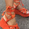 Tie-Up Open Toe Platform Flats Sandals>MICAS Sale