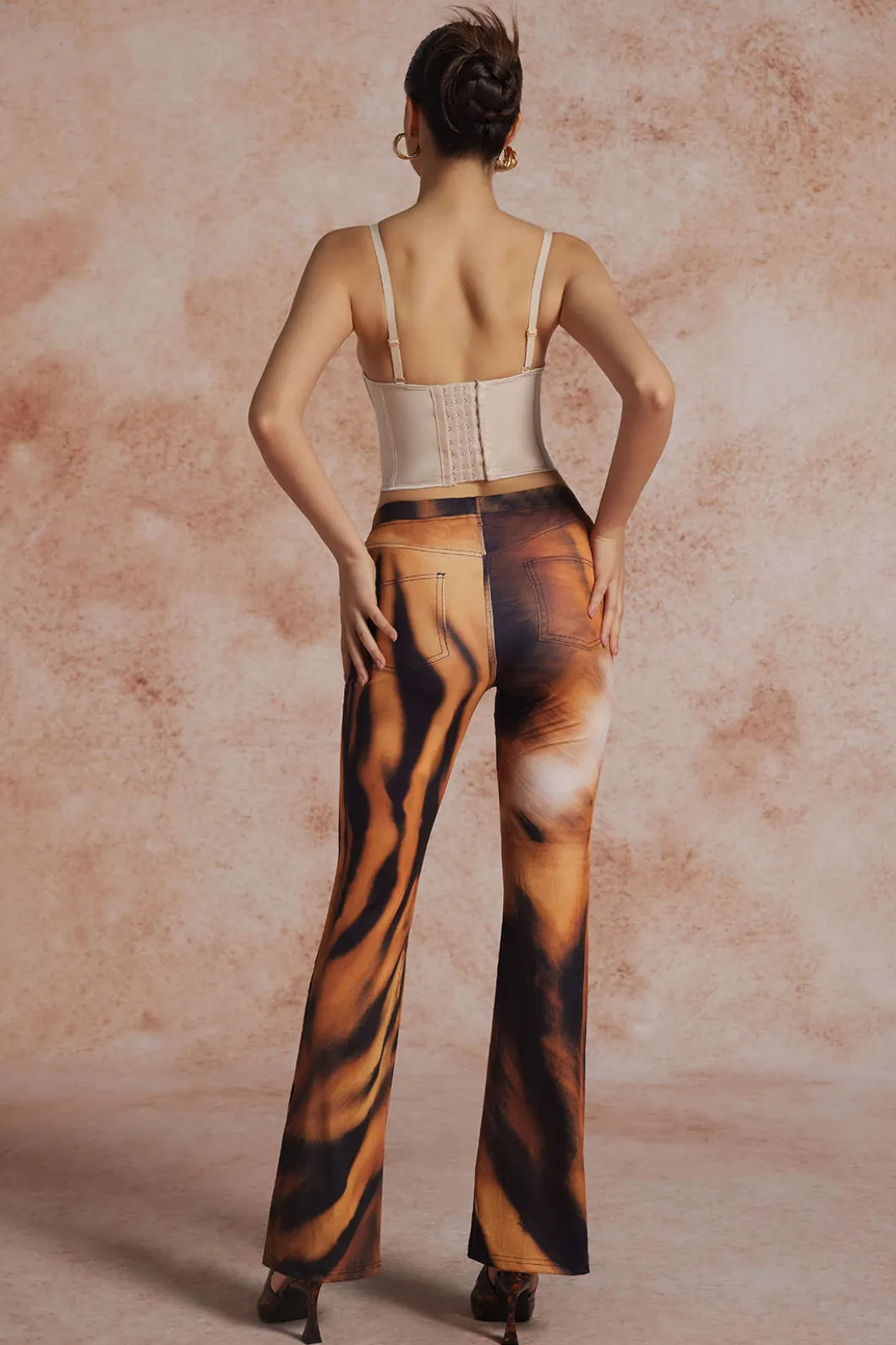 Tiger Print High Waist Trousers>MICAS New