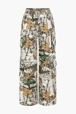 Tree Print Wide Leg Jeans>MICAS Hot