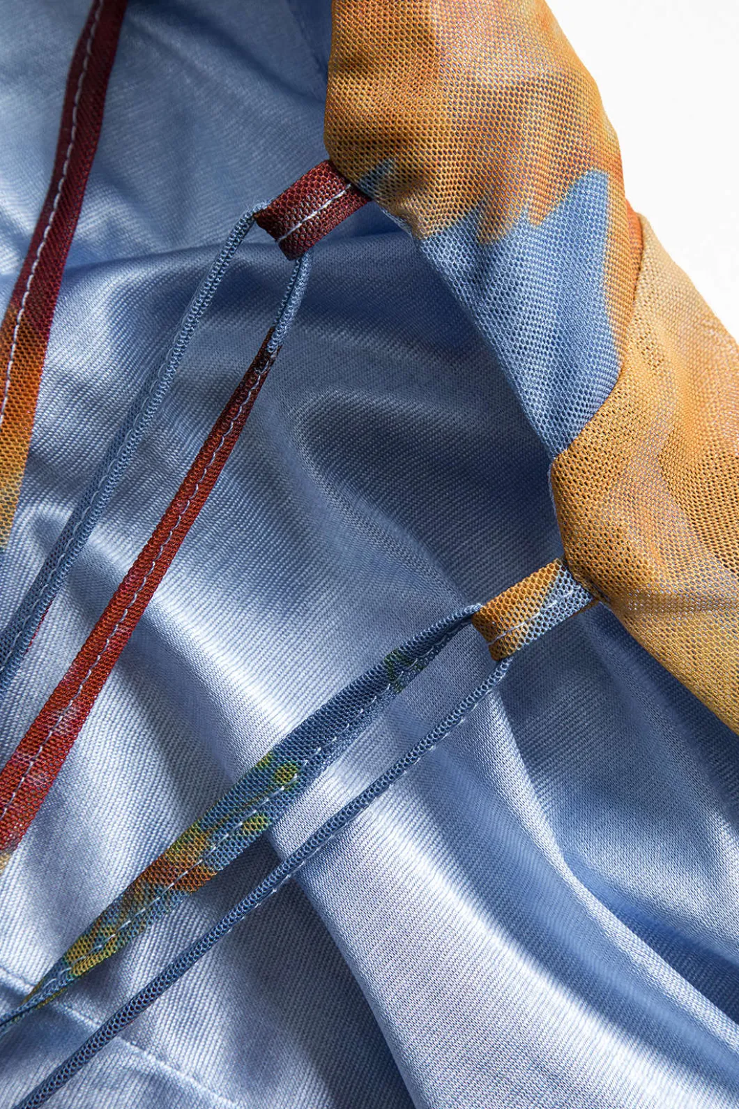 Tropical Floral Print Mesh Backless Maxi Dress>MICAS Online