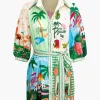 Tropical Print Belt Mini Dress>MICAS Online