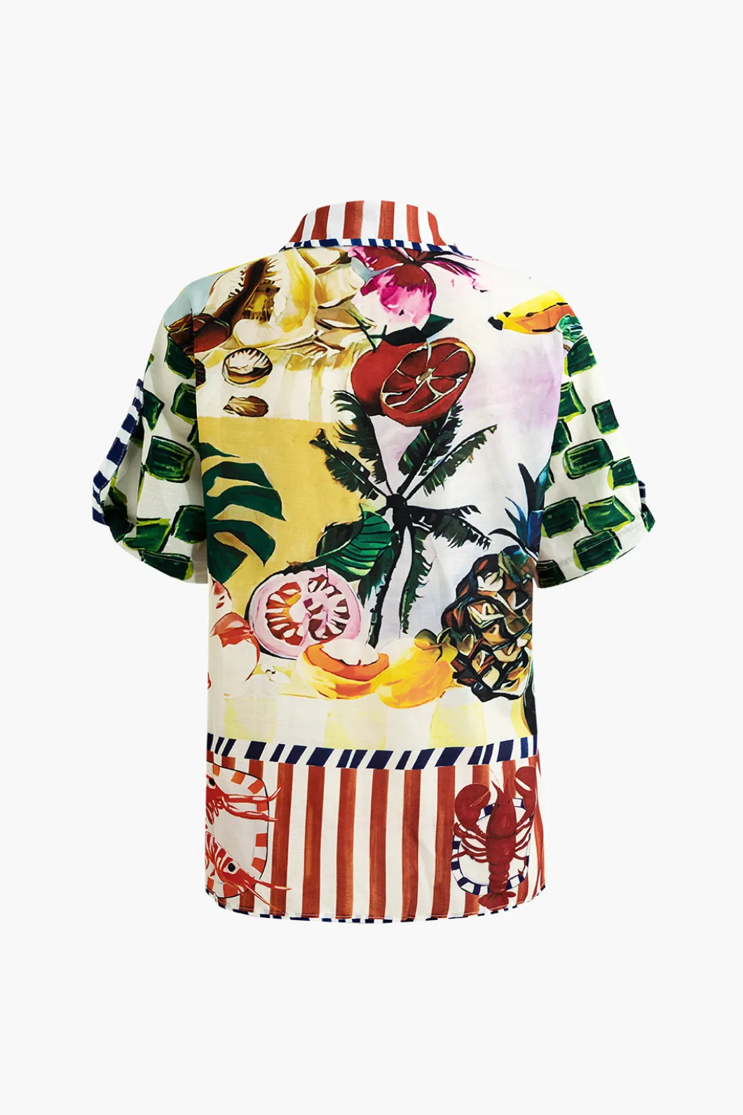 Tropical Print Tie Front Crop Shirt>MICAS Discount