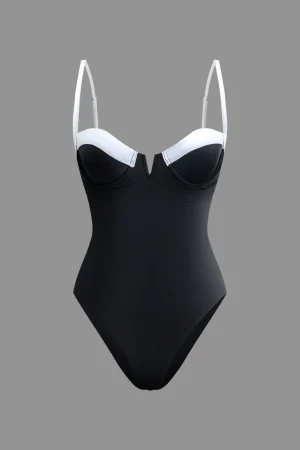 Tummy Control Contrast Knot Cut Out One-Piece Swimsuit>MICAS Best