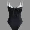 Tummy Control Contrast Knot Cut Out One-Piece Swimsuit>MICAS Best
