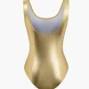Tummy Control Metallic Round Neck One-piece Swimsuit>MICAS Clearance