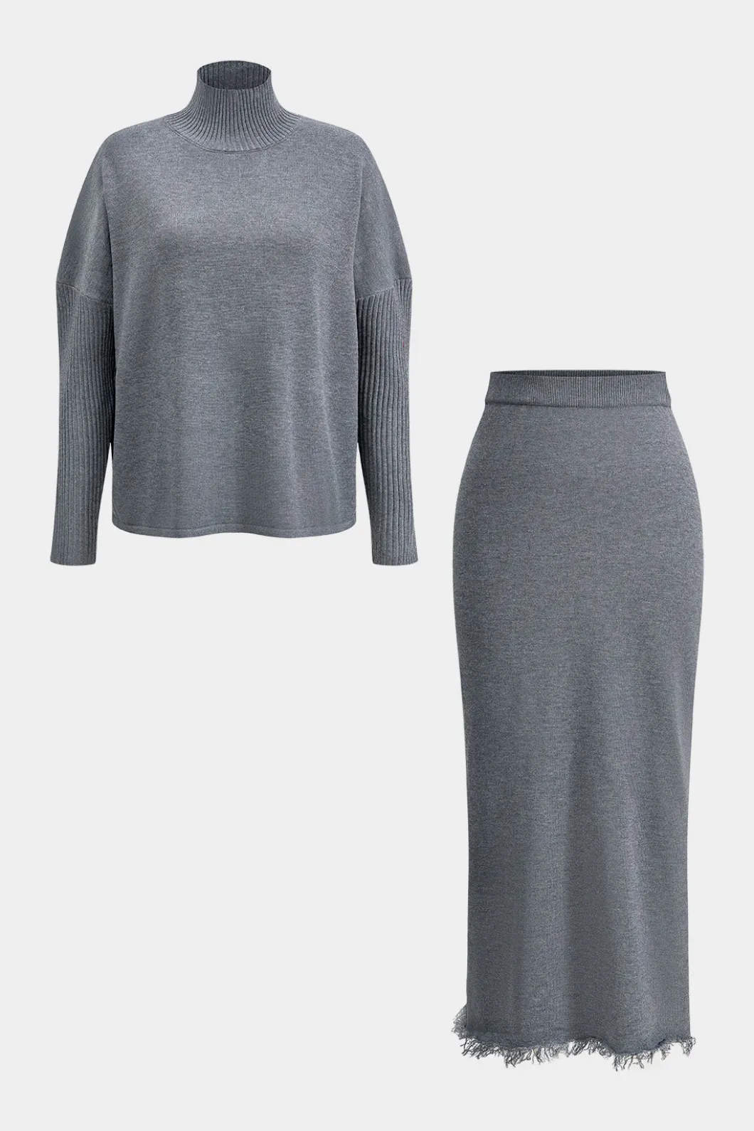 Turtleneck Long Sleeve Top And Skirt Set>MICAS Discount