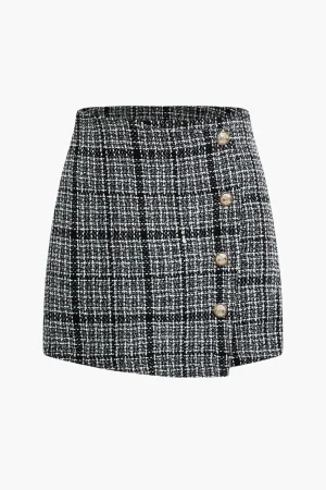 Tweed Button Mini Skirt>MICAS Outlet