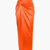 Twist Detail High Slit Midi Skirt>MICAS Hot