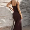 Twist Ruched Slit Sleeveless Midi Dress>MICAS Best