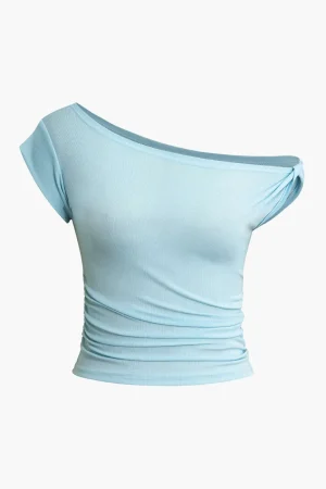 Twisted Asymmetrical Short Sleeve T-shirt>MICAS New