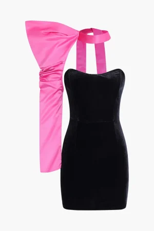 Velvet One Shoulder Mini Dress>MICAS New