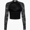 Velvet Patchwork Corset Backless Long-Sleeve Top>MICAS Clearance