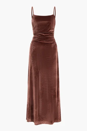Velvet Ruched Slip Maxi Dress>MICAS Best