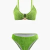 Velvet Textured U-ring Bikini And Sarong 3pc Set>MICAS Outlet
