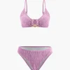 Velvet Textured U-ring Bikini And Sarong 3pc Set>MICAS Outlet