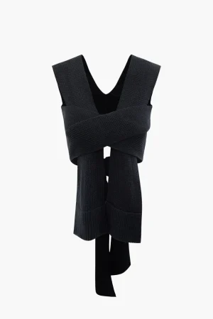 V-neck Cross Knot Back Knit Top>MICAS Hot