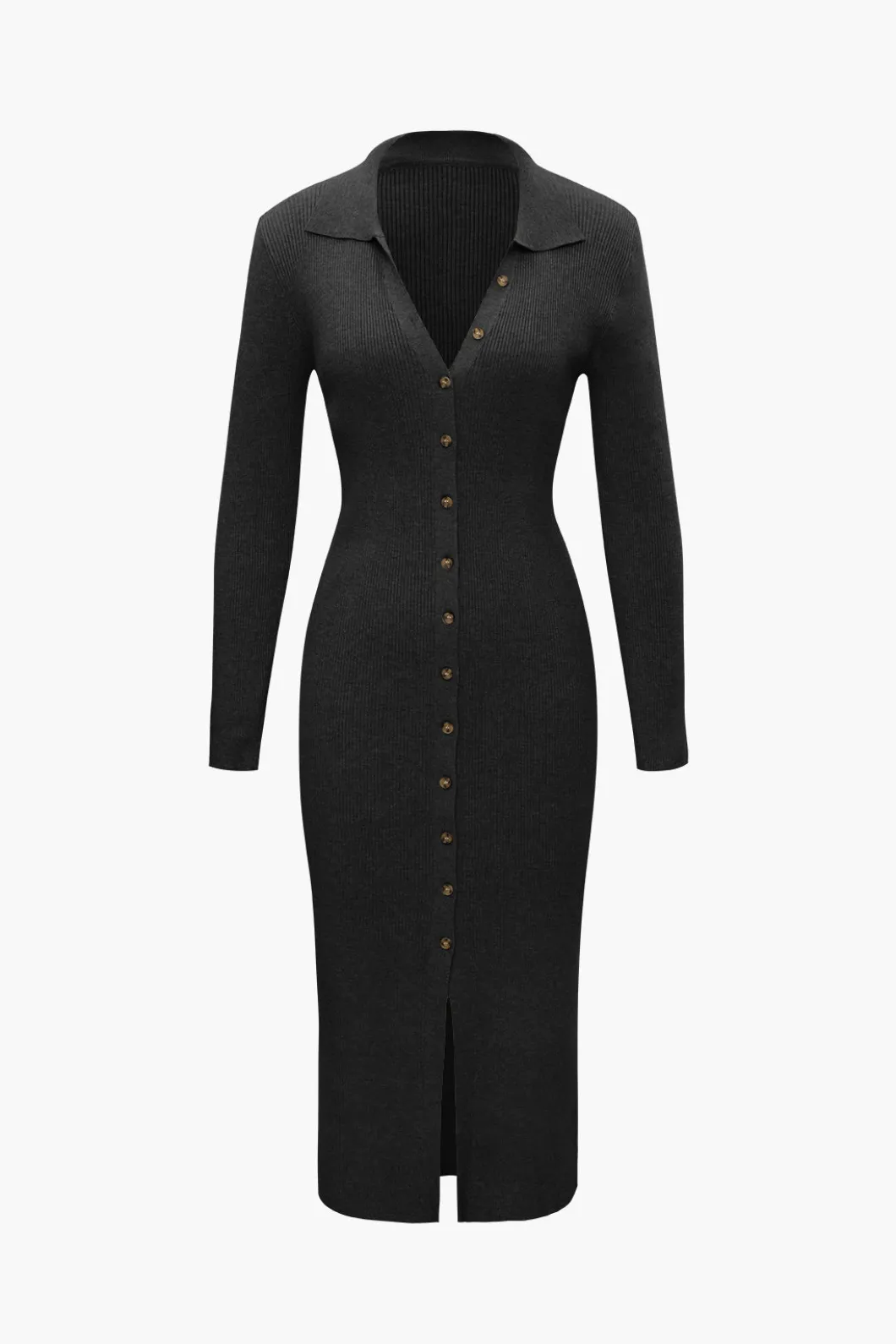 V-Neck Long Sleeve Mid-Length Sweater Dress>MICAS Outlet