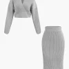 V-neck Long Sleeve Sweater And Skirt Set>MICAS Online