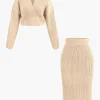 V-neck Long Sleeve Sweater And Skirt Set>MICAS Online