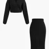 V-neck Long Sleeve Sweater And Skirt Set>MICAS Online