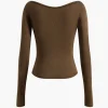 V-Neck Ruched Long-Sleeve Top>MICAS Fashion