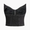 V-neck Zip-Up Strapless Bustier Top>MICAS Online
