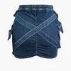 V-waist Buckle Flap Pocket Denim Cargo Skirt>MICAS Outlet