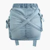 V-waist Buckle Flap Pocket Denim Cargo Skirt>MICAS Outlet
