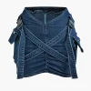 V-waist Buckle Flap Pocket Denim Cargo Skirt>MICAS Outlet