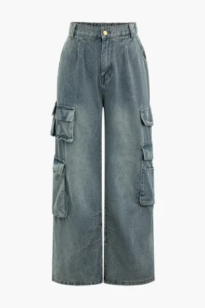 Washed Pocket Cargo Jeans>MICAS Hot