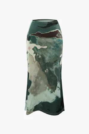 Watercolor Print Midi Skirt>MICAS Discount