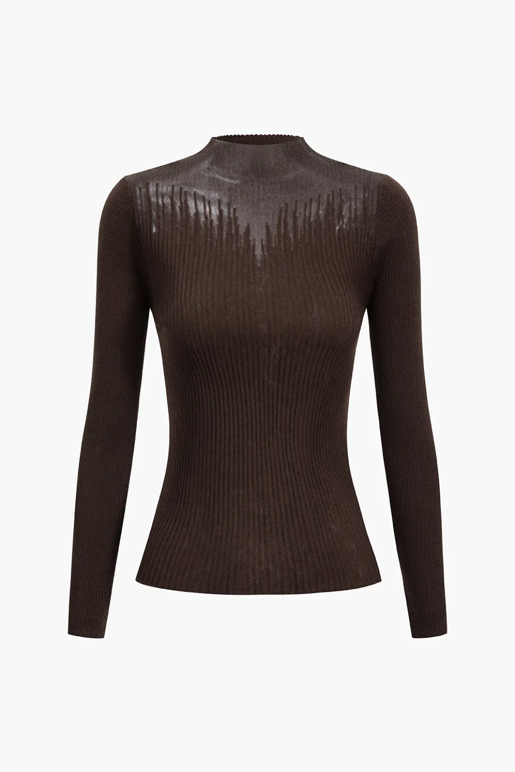 Wool Contrast Knit Long-Sleeve Top>MICAS Fashion