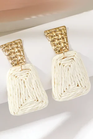 Woven Raffia Drop Earrings>MICAS Hot