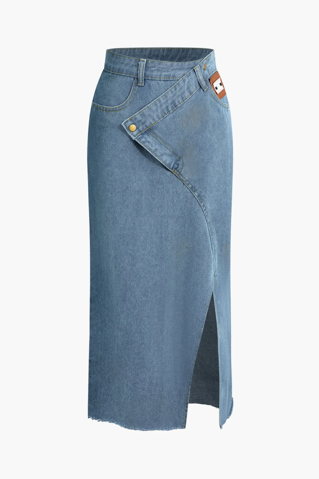 Wrap Split Denim Midi Skirt>MICAS Discount