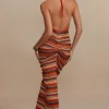 Zigzag Stripe Halter Backless Knit Maxi Dress>MICAS Hot