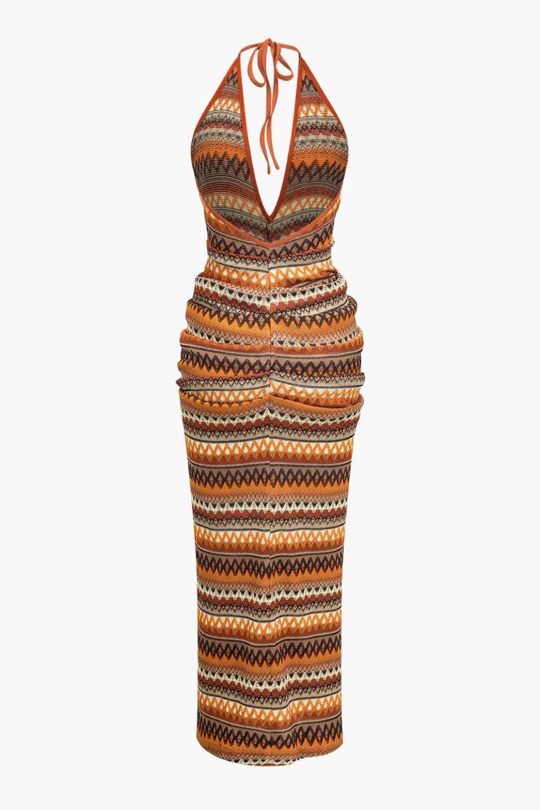 Zigzag Stripe Halter Backless Knit Maxi Dress>MICAS Hot